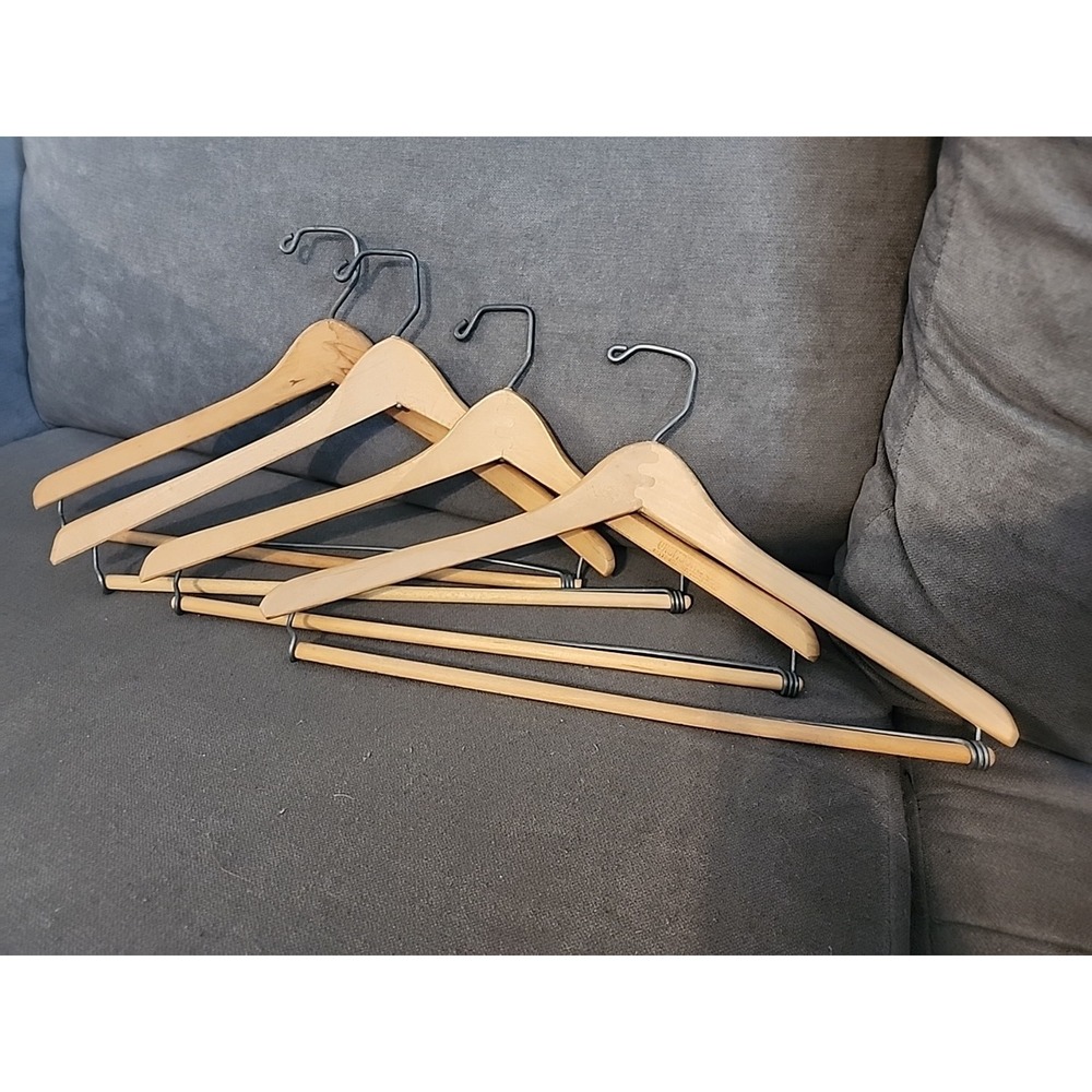 Vintage Lot Wooden Suit Hanger 18" Trouser Rod Nagel Wishbone Batts Michigan